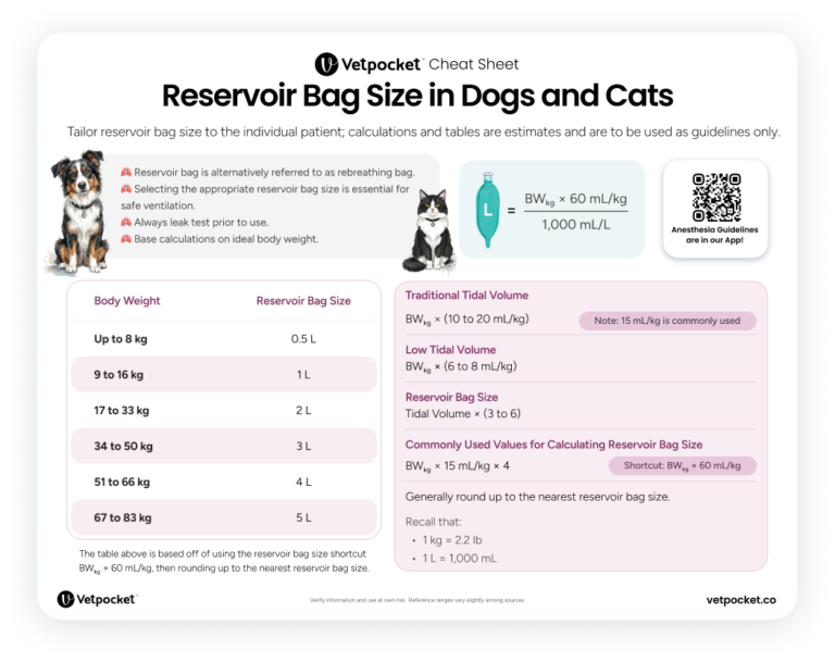Anesthesia reservoir bag size calculation cheat sheet PDF